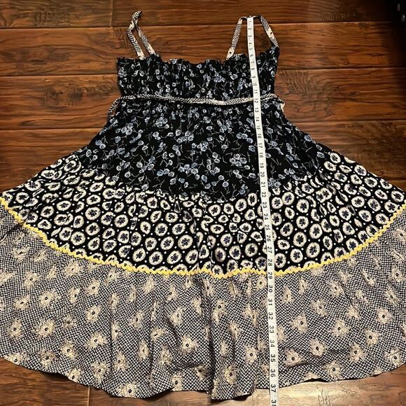 Free People Boho Cottage Core Blue Multi Print Color Prairie Dress Festival - Picture 4 of 11